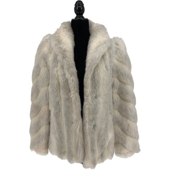80’s Vintage Jordache Cream Gray Plush Faux Fur Lined Jacket Long Sleeves - Picture 1 of 13
